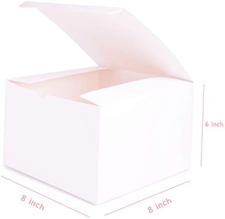 10 יחידות קופסאות מתנה מקרטון לבן עם מכסים / קופסאות מתנה בגודל 8 על 8 על 6 אינץ ' עם קשתות משיכה | למסיבה, חתונה, חג